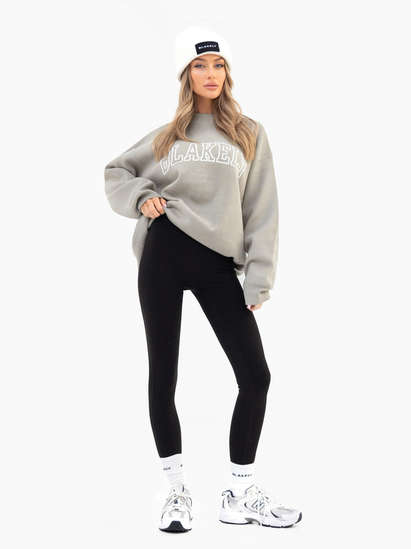 Varsity Oversized Knitted Jumper - Grün
