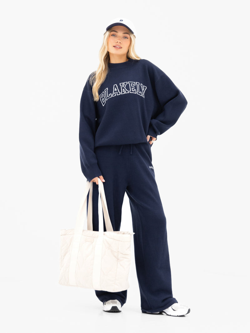 Varsity Oversized Knitted Jumper - Marine