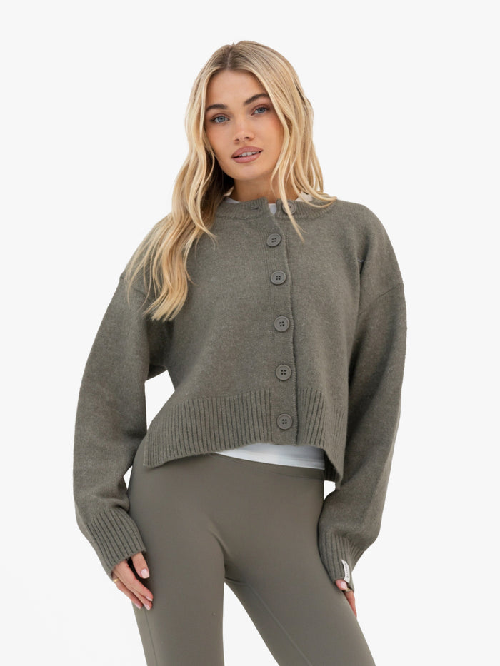 Mabel Button Up Cardigan - Safarigrün