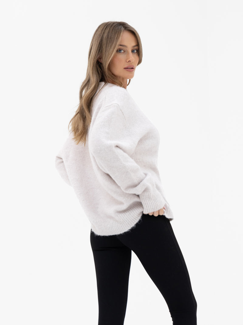 Marley Oversized Knitted Jumper - Mergelweiß