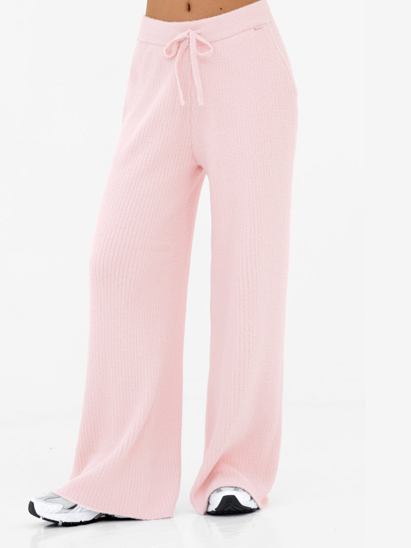 Zoey Ribbed Wide Leg Trousers - Babyrosa