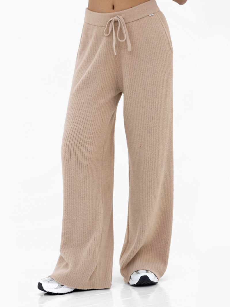 Zoey Ribbed Wide Leg Trousers - Bräunen