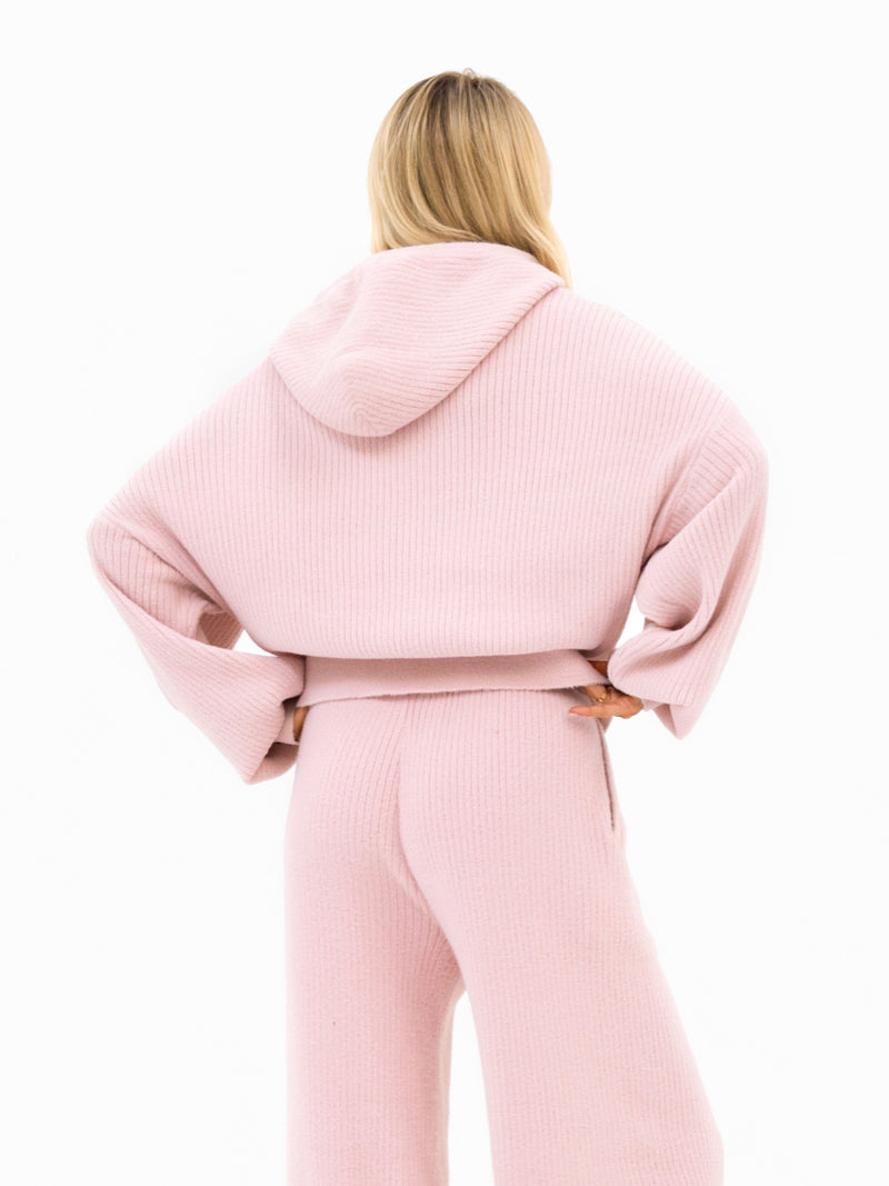 Zoey Ribbed 1/4 Zip Hoodie - Babyrosa