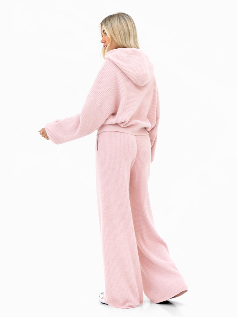 Zoey Ribbed 1/4 Zip Hoodie - Babyrosa