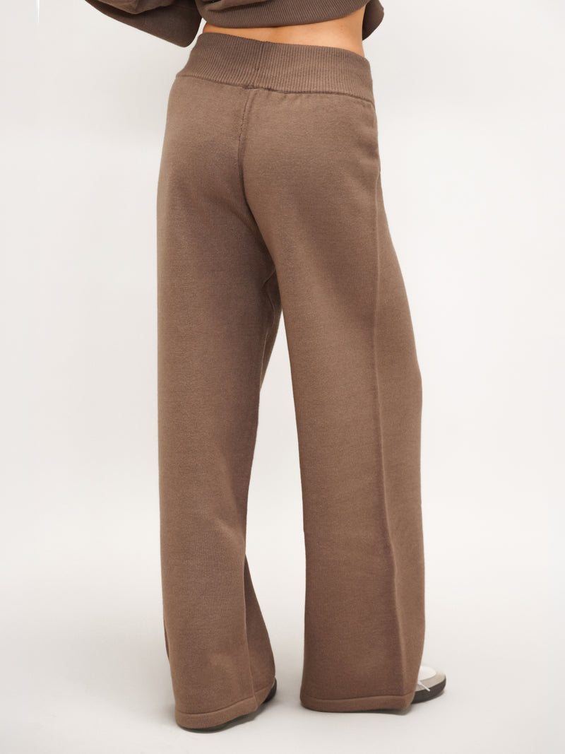 Layla Knitted Wide Leg Sweatpants - Taupe Profond