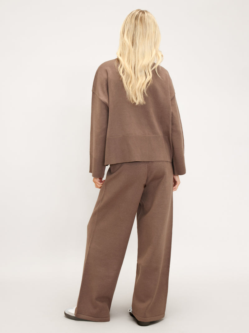 Layla Knitted Wide Leg Sweatpants - Taupe Profond