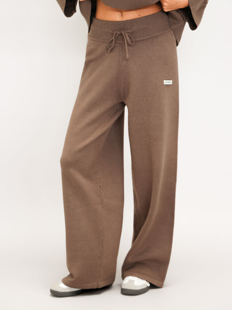 Layla Knitted Wide Leg Sweatpants - Taupe Profond