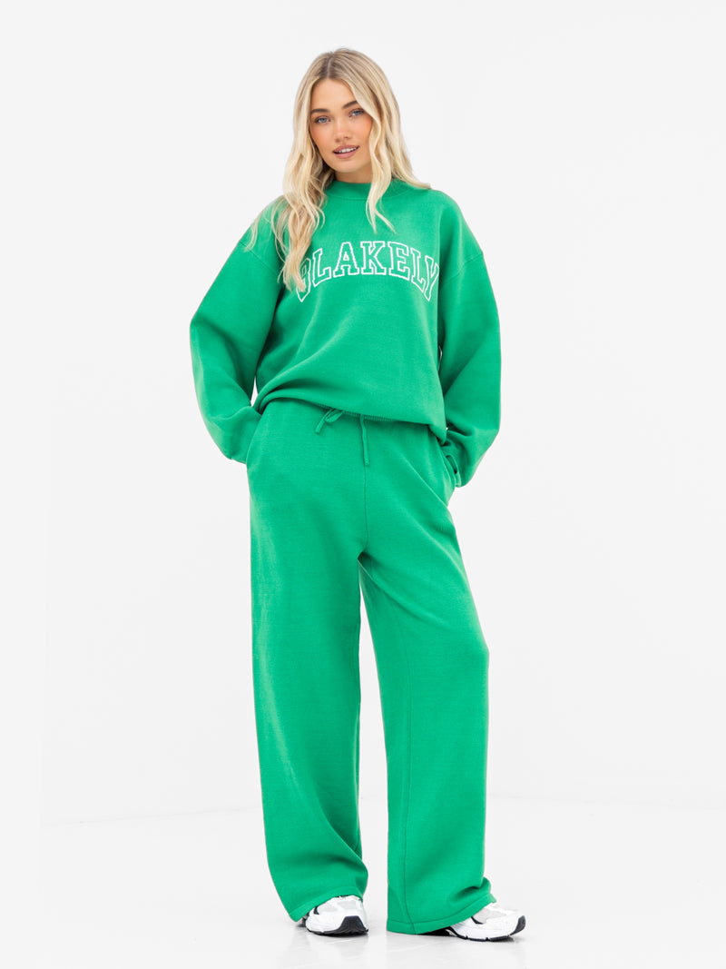 Varsity Oversized Knitted Jumper - Hellgrün
