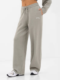 Varsity Knitted Wide Leg Sweatpants - Grün