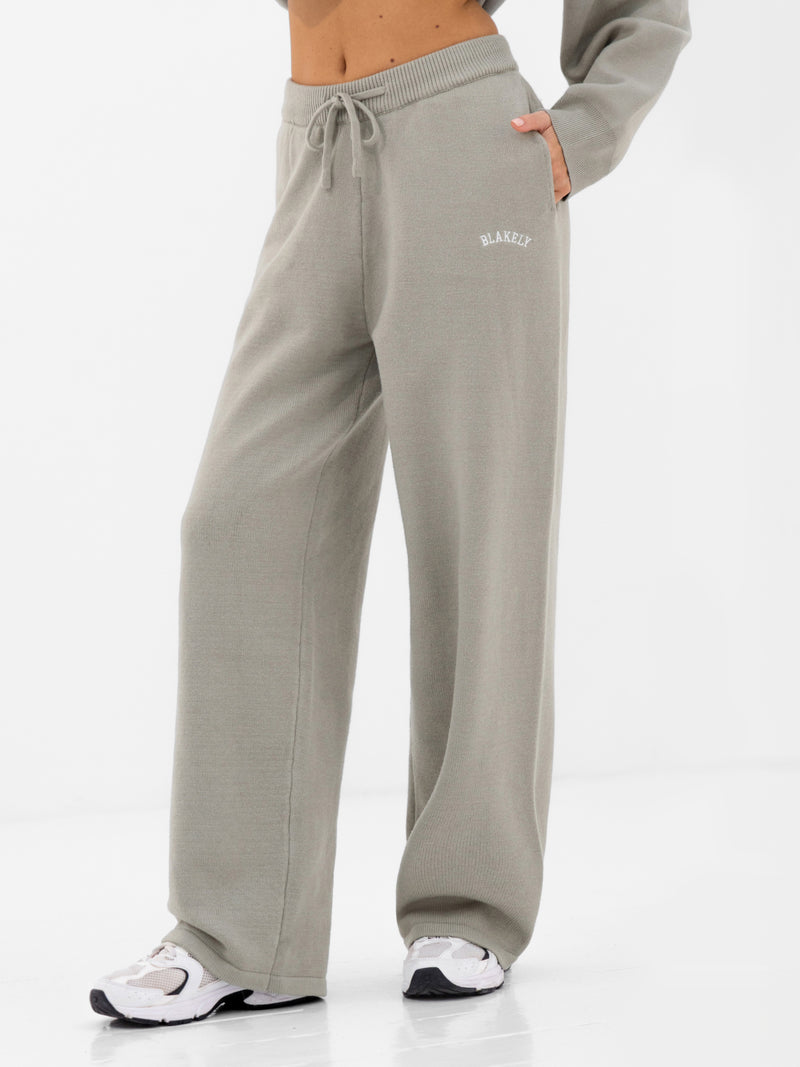 Varsity Knitted Wide Leg Sweatpants - Grün
