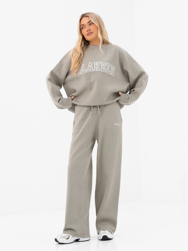 Varsity Knitted Wide Leg Sweatpants - Grün