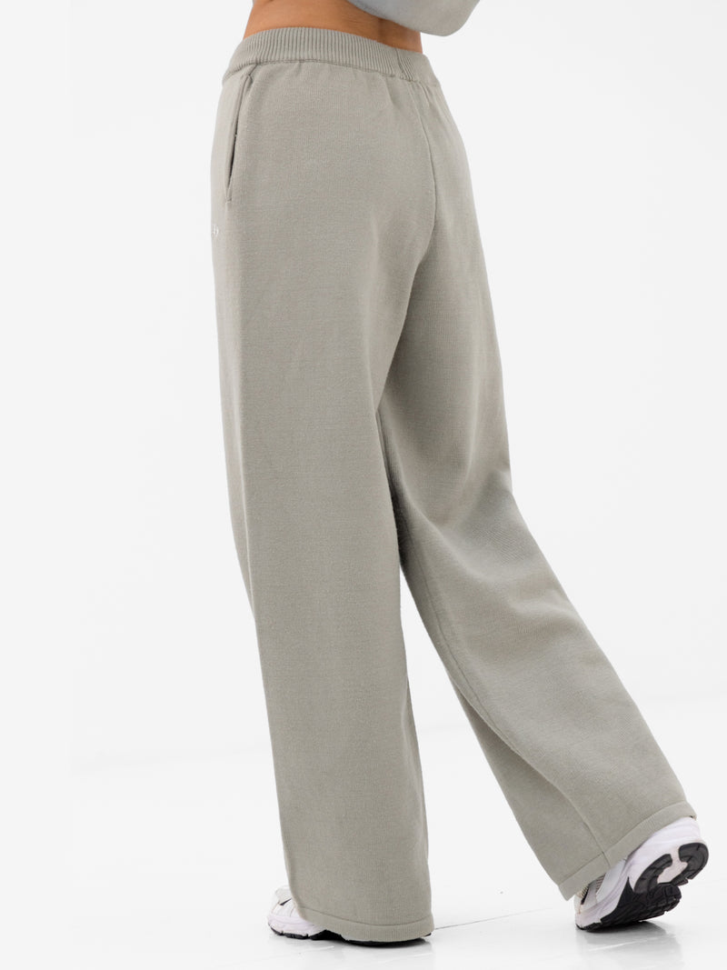 Varsity Knitted Wide Leg Sweatpants - Grün