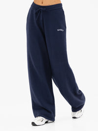 Varsity Knitted Wide Leg Sweatpants - Marine