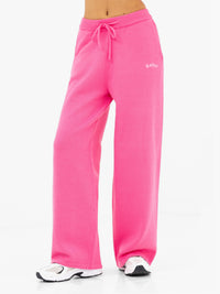 Varsity Knitted Wide Leg Sweatpants - Leuchtendes Pink