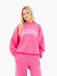 Varsity Oversized Knitted Jumper - Leuchtendes Pink