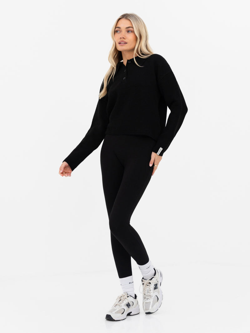 Mabel Knitted Polo - Schwarz