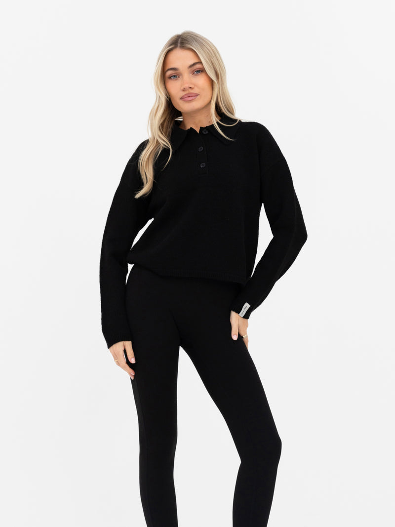 Mabel Knitted Polo - Schwarz