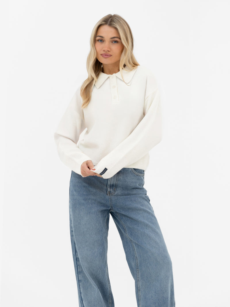 Mabel Knitted Polo - Creme
