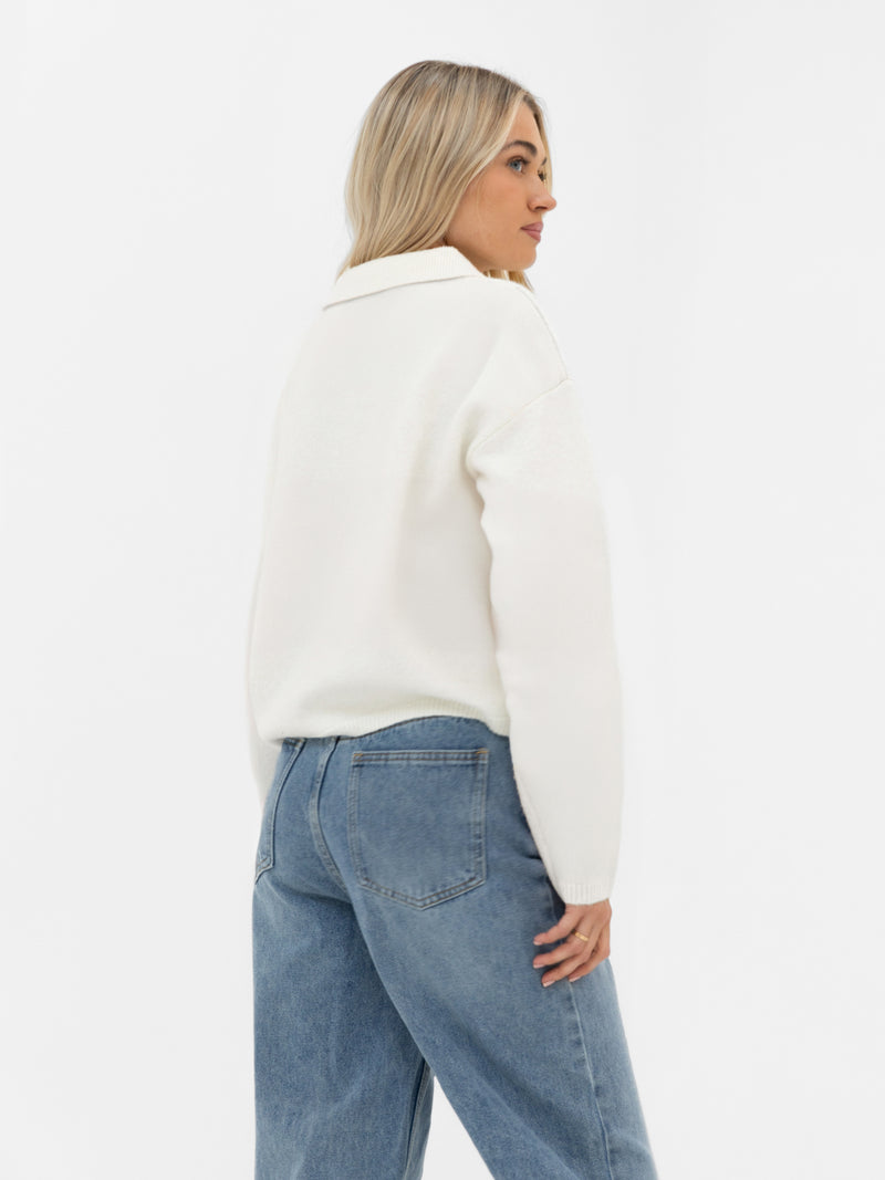 Mabel Knitted Polo - Creme