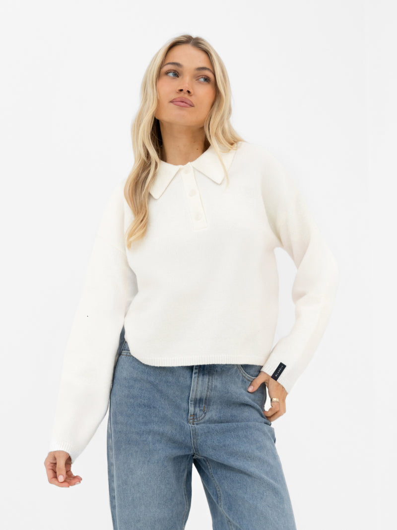 Mabel Knitted Polo - Creme