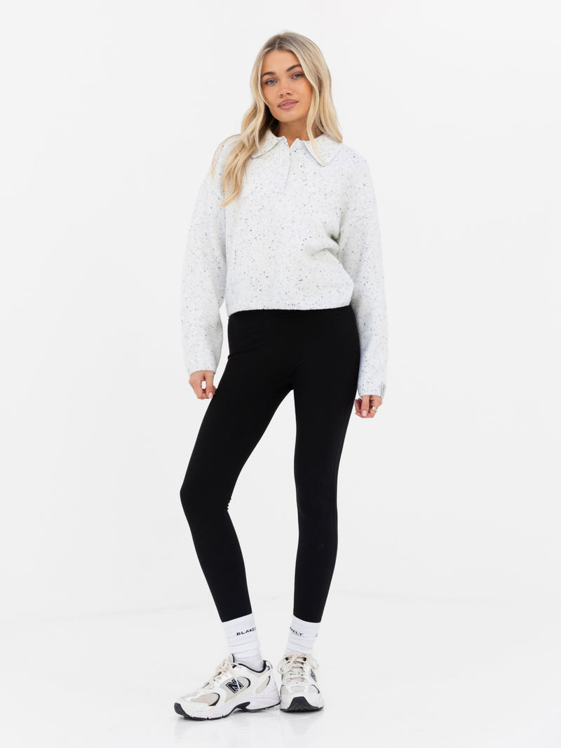 Mabel Knitted Polo - Mergelweiß