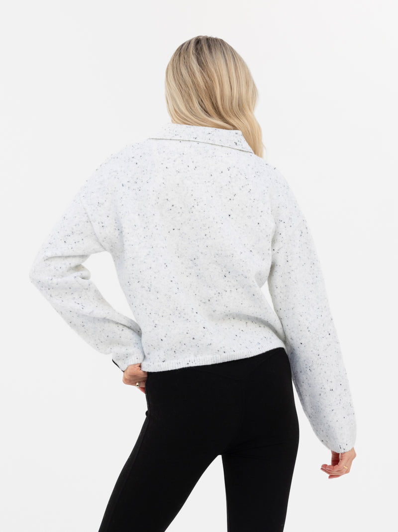 Mabel Knitted Polo - Mergelweiß