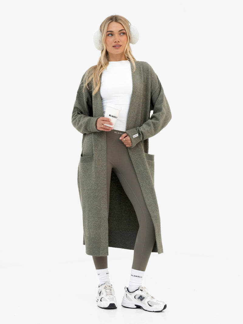 Mabel Longline Cardigan - Safarigrün
