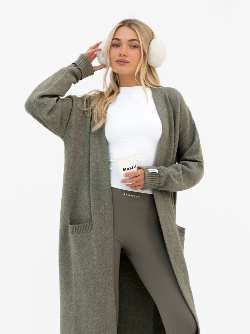 Mabel Longline Cardigan - Safarigrün