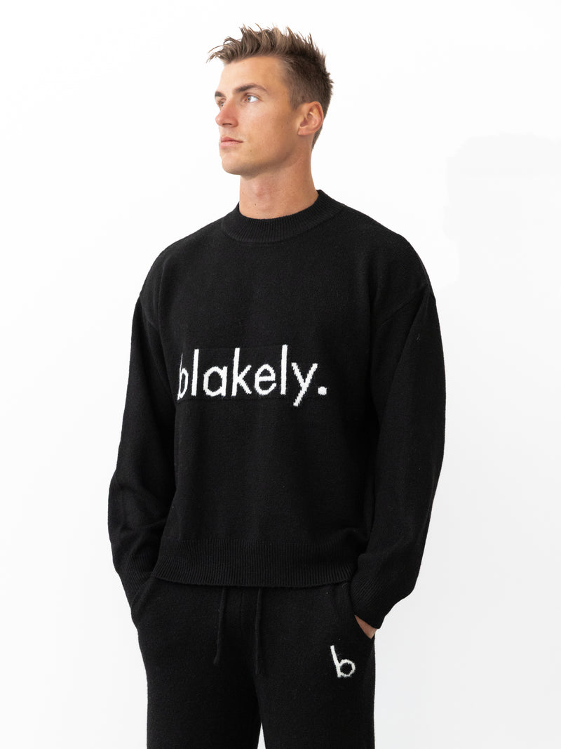 Alfie Relaxed Knitted Jumper - Schwarz