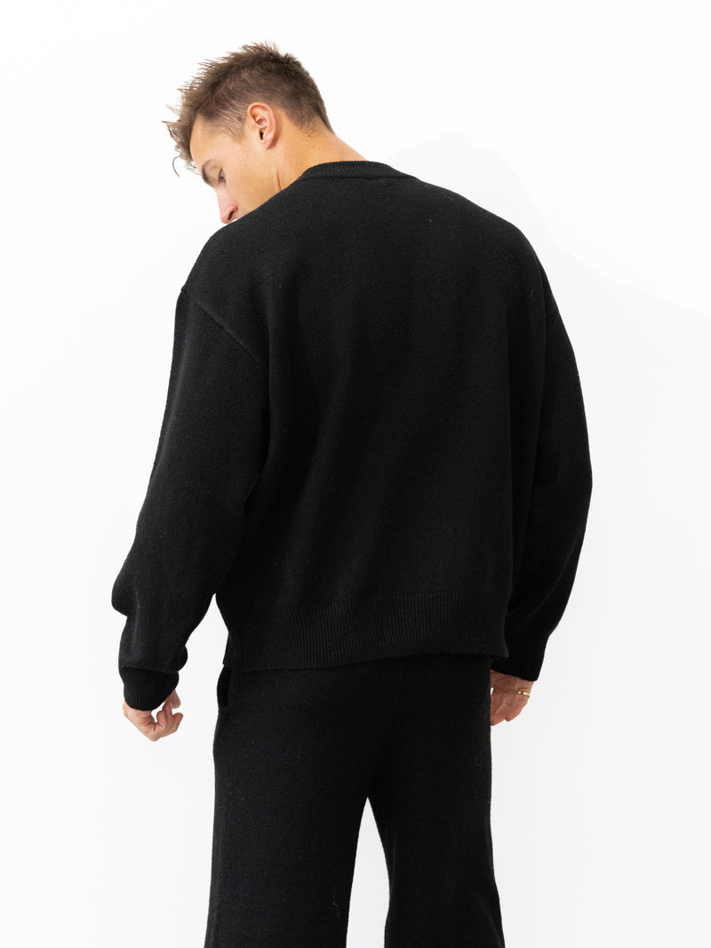Alfie Relaxed Knitted Jumper - Schwarz