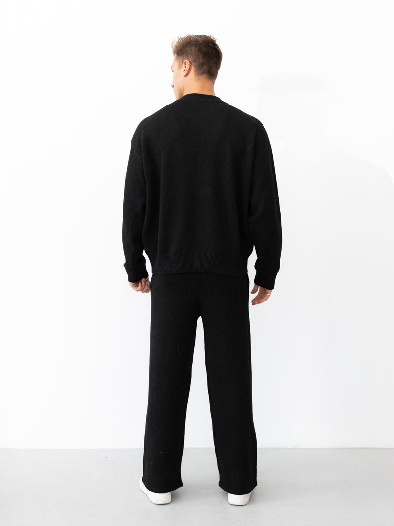 Alfie Relaxed Knitted Jumper - Schwarz