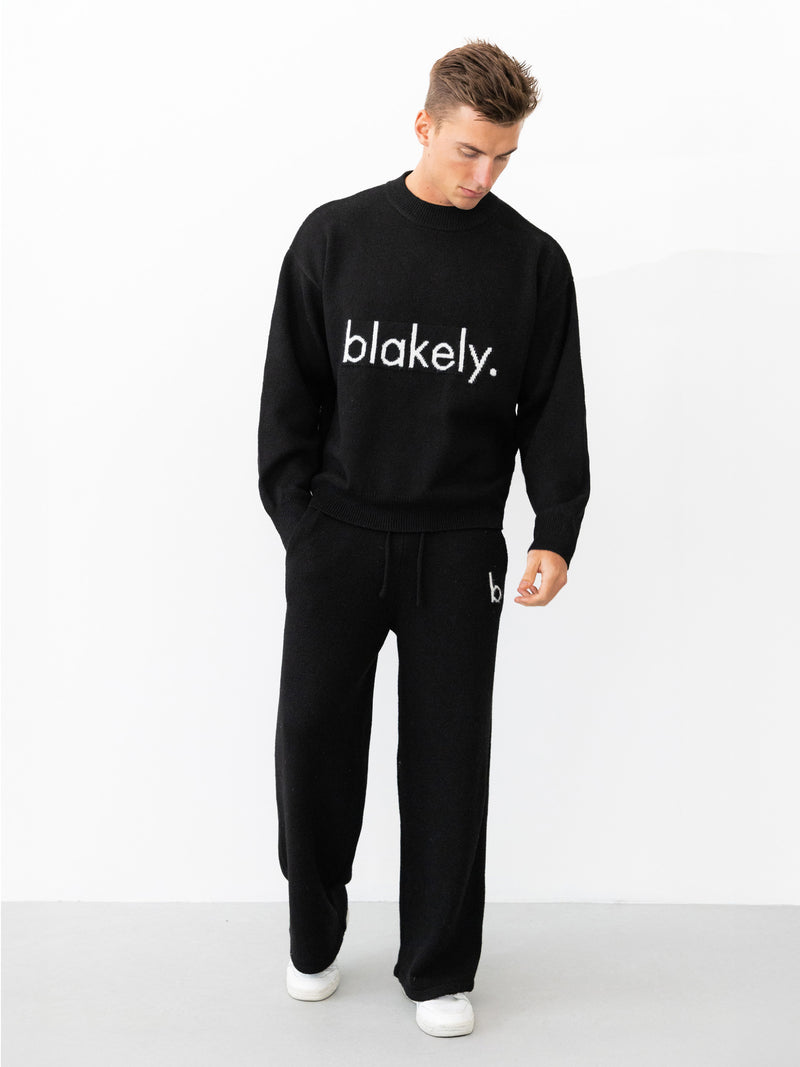 Alfie Knitted Wide Leg Sweatpants - Schwarz