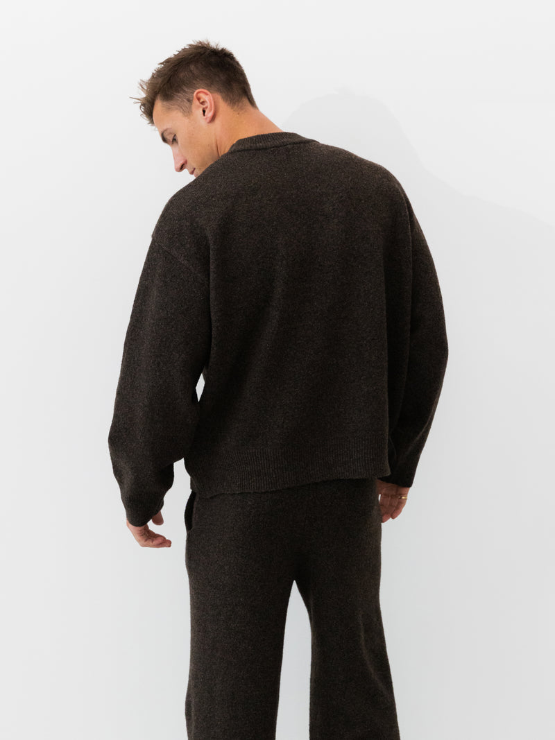 Alfie Relaxed Knitted Jumper - Dunkelbraun