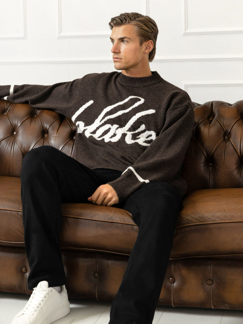 Abel Script Strickpullover - Dunkelbraun