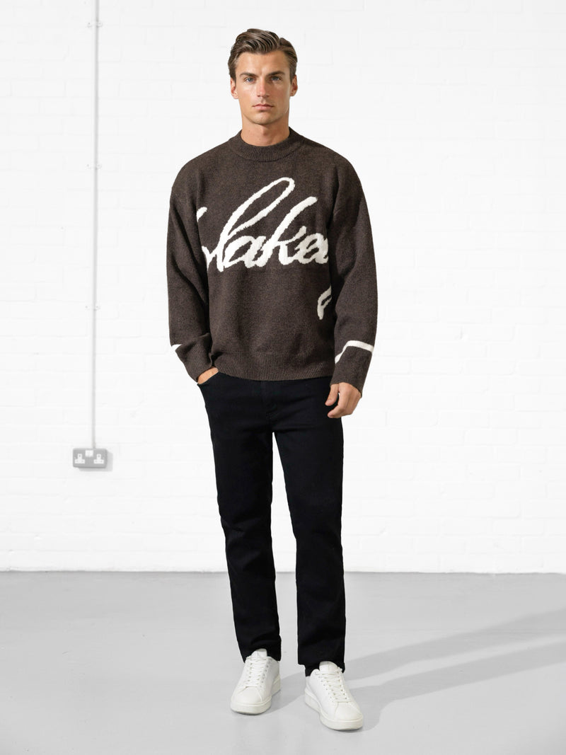 Abel Script Strickpullover - Dunkelbraun