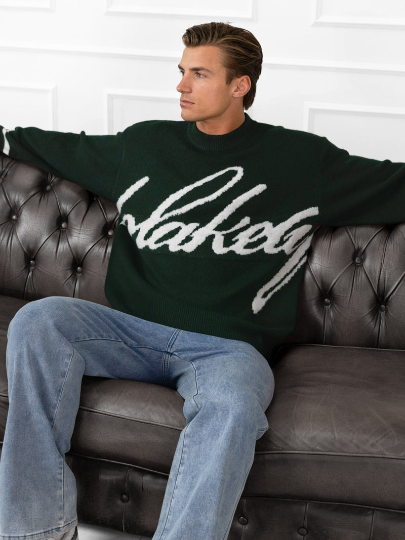 Abel Script Strickpullover - Smaragdgrün