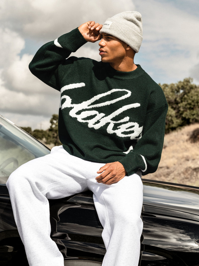 Abel Script Strickpullover - Smaragdgrün