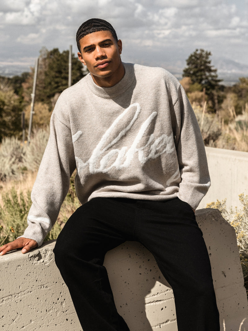 Abel Script Strickpullover – Taupe