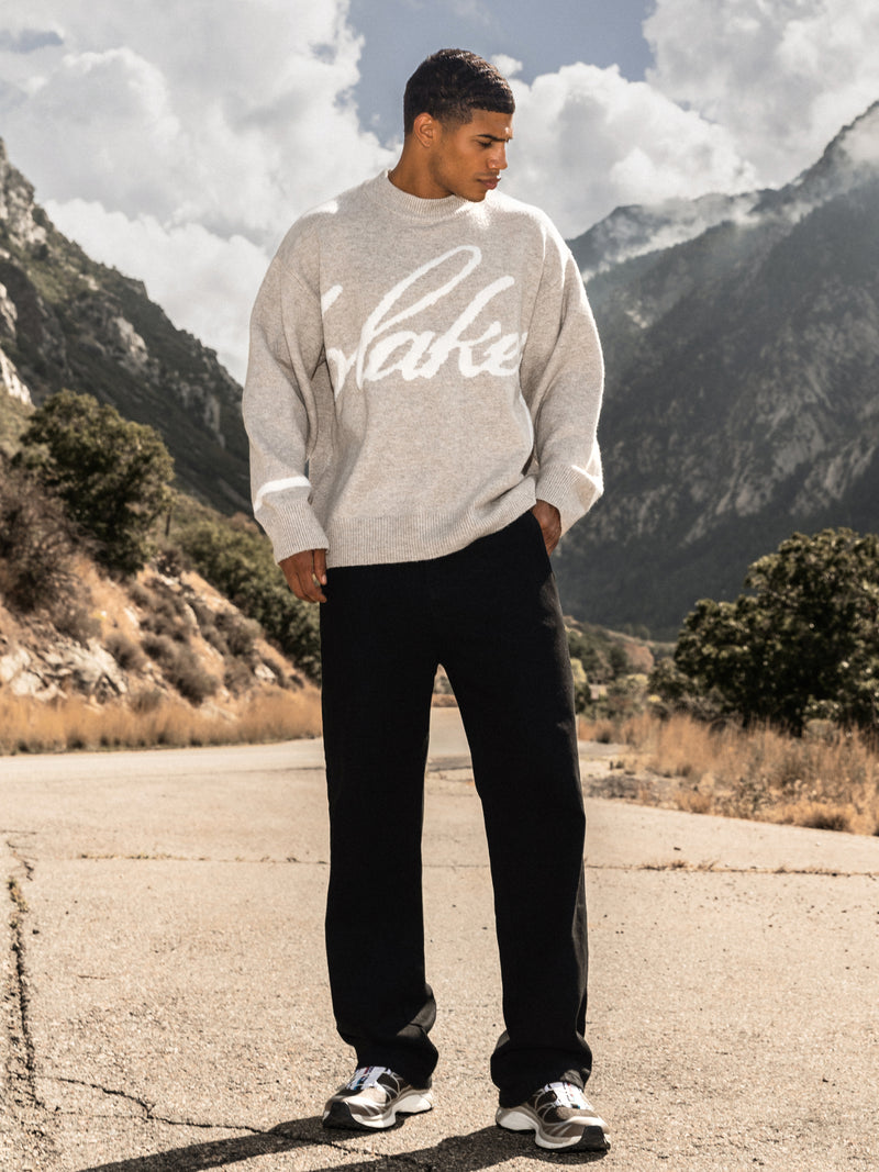 Abel Script Strickpullover – Taupe