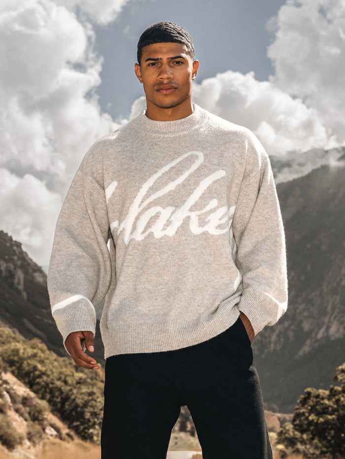 Abel Script Strickpullover – Taupe