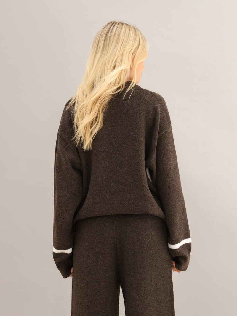 Margot Script Oversized Knitted Jumper - Brun chocolat