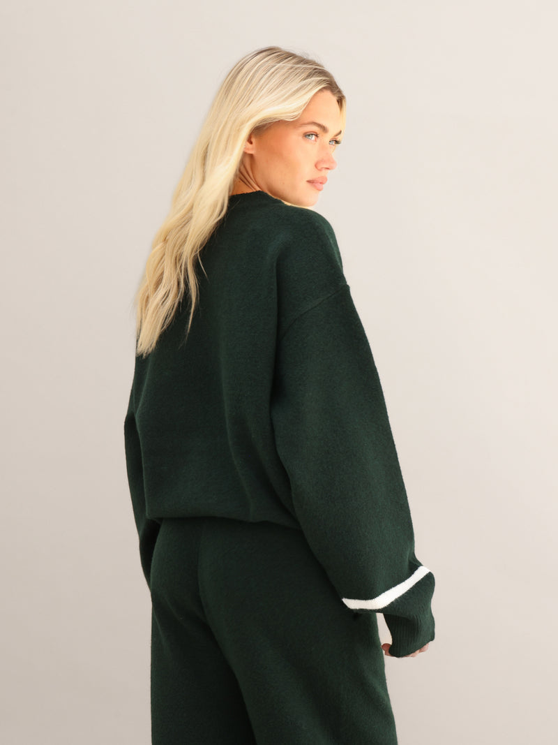 Margot Script Oversized Knitted Jumper - Vert émeraude