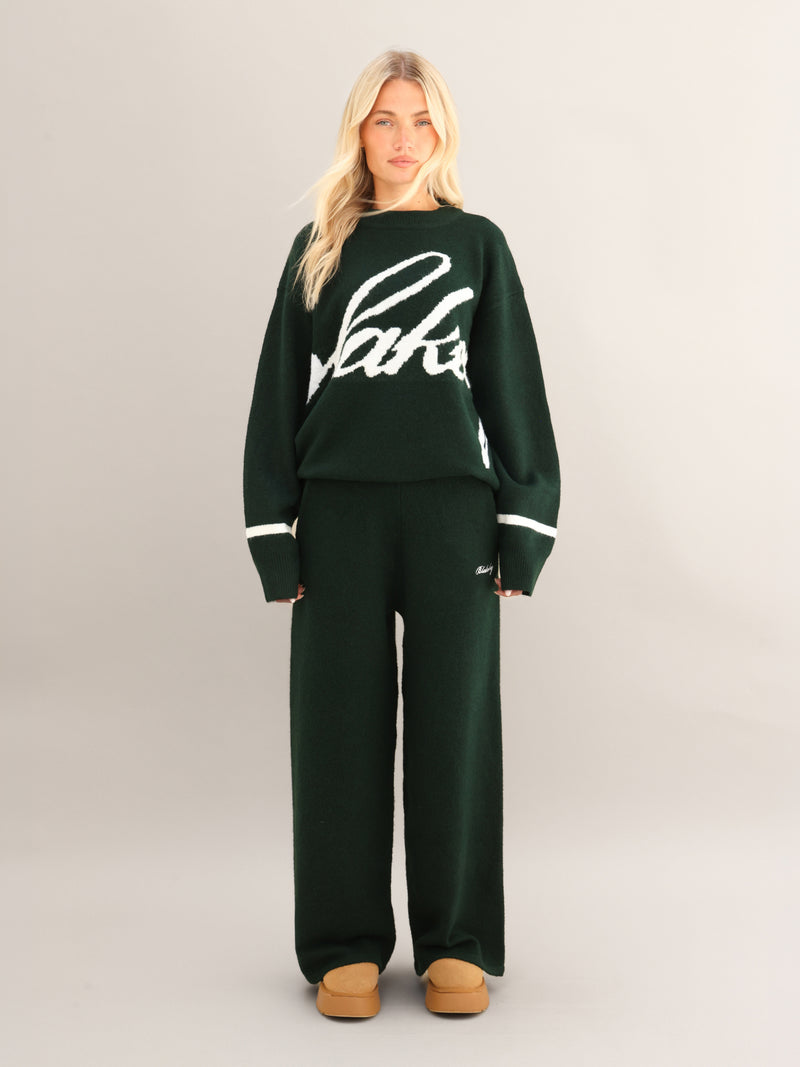 Margot Script Oversized Knitted Jumper - Vert émeraude