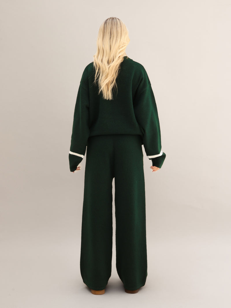 Margot Script Oversized Knitted Jumper - Vert émeraude