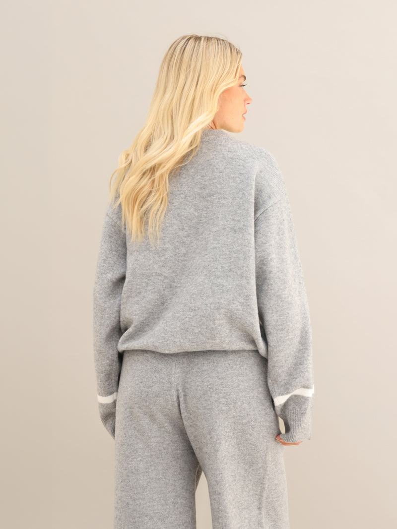 Margot Script Oversized Knitted Jumper - Mergelgrau
