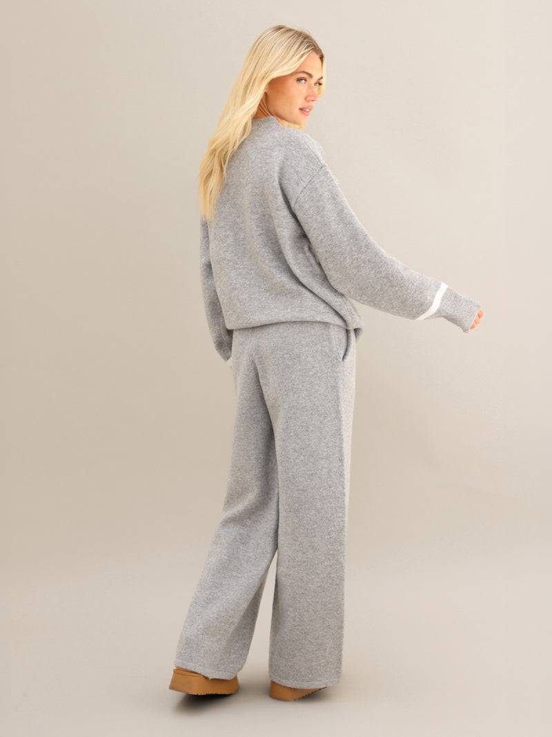 Margot Script Oversized Knitted Jumper - Mergelgrau