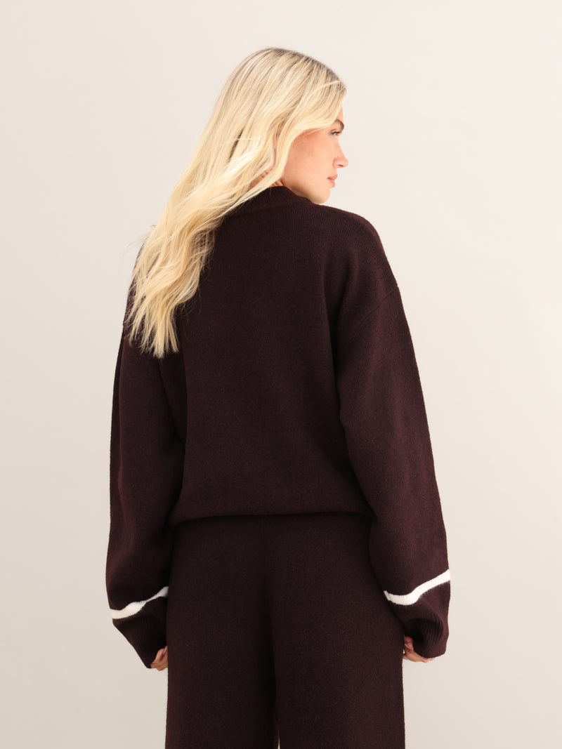 Margot Script Oversized Knitted Jumper - Dunkle Maulbeere