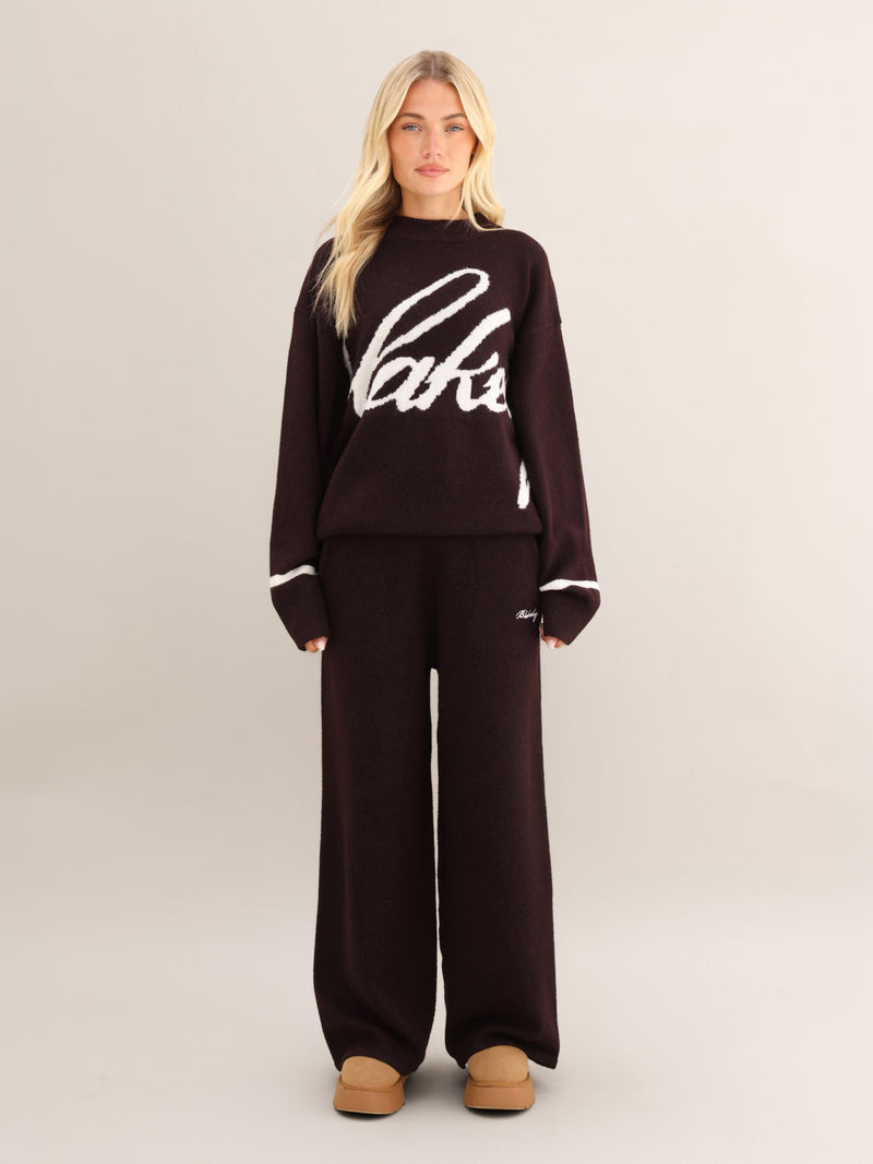 Margot Script Oversized Knitted Jumper - Dunkle Maulbeere