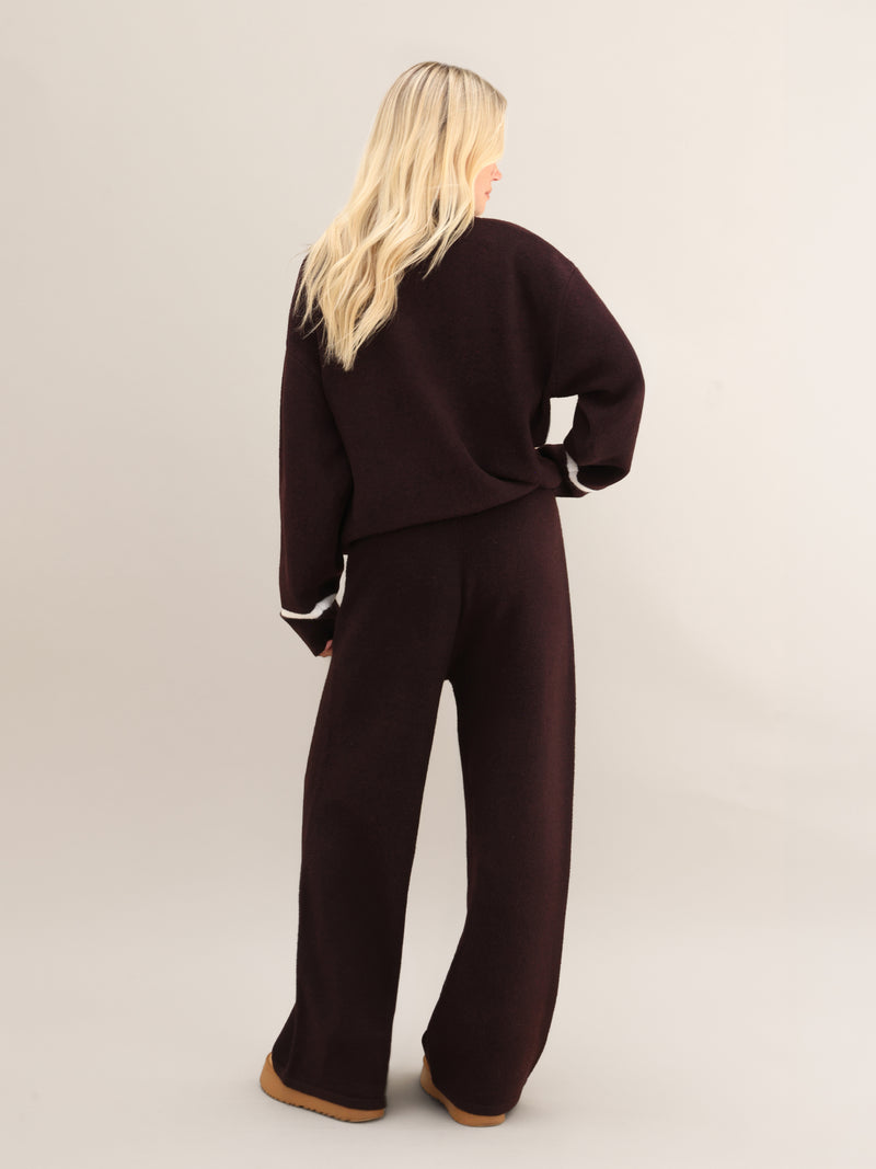 Margot Script Oversized Knitted Jumper - Dunkle Maulbeere