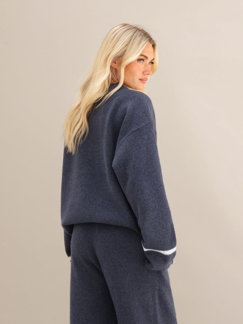 Margot Script Oversized Knitted Jumper - Echte Marine